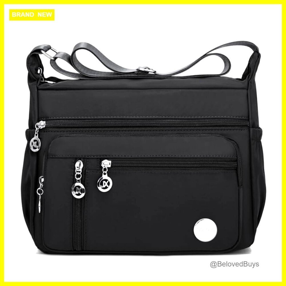Waterproof Nylon Crossbody Tote with Multiple Pockets Adjustable Strap